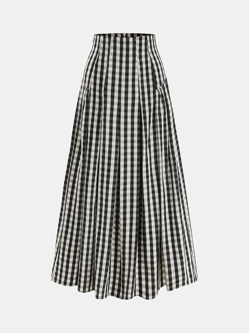 Gingham High-Waisted Pleated Midi Skirt - Picture 2 of 5